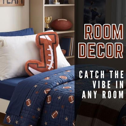 Personalized Football Decor Pillow - Initial J for Men, Coaches, Fans, Bedroom