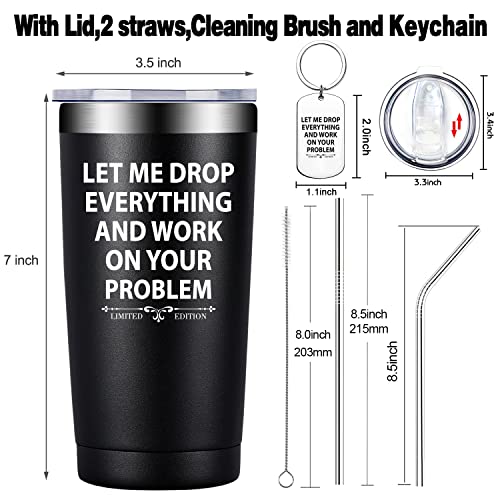 Fufandi 20oz White Elephant Tumbler Cup Let Me Drop Everything - Black