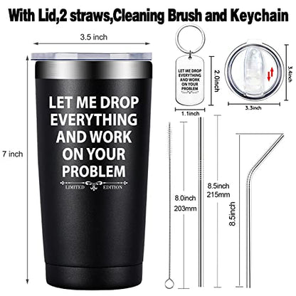 Fufandi 20oz White Elephant Tumbler Cup Let Me Drop Everything - Black
