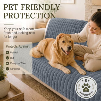Velvet Couch Cover for Dogs - Non-Slip Sofa Protector 36x71 Grey