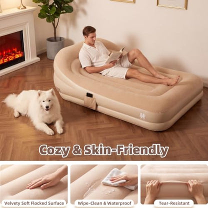Inflatable Couch Air Sofa Bed with Built-in Pump, Portable Lounge for Camping Beach Home