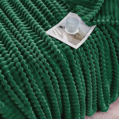 Christmas Green Throw Blanket for Couch Sofa 50x60 Inches - Striped Design