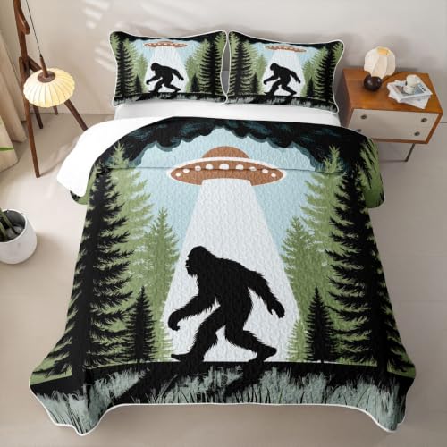 Bigfeet Silhouette Kids Quilt Set Full Size Bedspread with Pillow Shams - Variation of Bigfeet 24 / Full