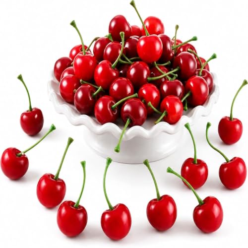 60 Red Artificial Cherry Foam Fruit Decor for Cakes & Crafts