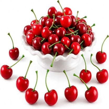 60 Red Artificial Cherry Foam Fruit Decor for Cakes & Crafts