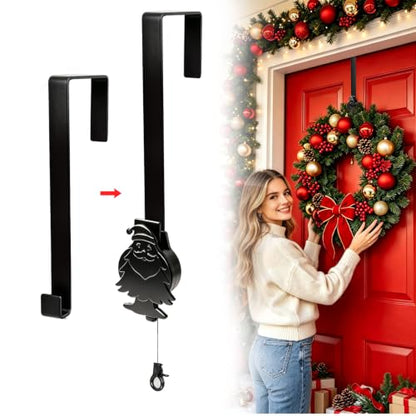 Adjustable Wreath Hanger for Front Door - Hidden Cord & Easy Height Adjustment