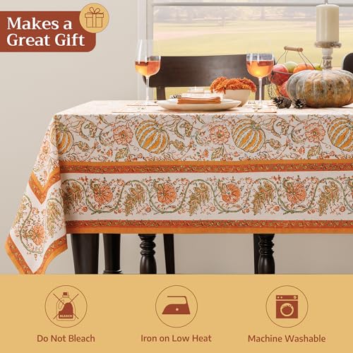 Maison d'Hermine Rectangular Cotton Tablecloth 54x72 Inches Pumpkin Spice Variation