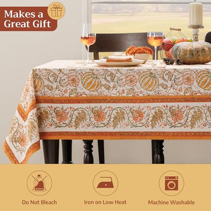 Maison d'Hermine Rectangular Cotton Tablecloth 54x72 Inches Pumpkin Spice Variation