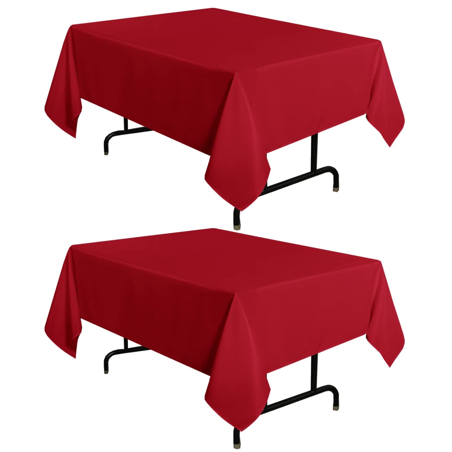 sancua 2 Pack Red Tablecloth 54 x 54 Inch, Stain and Wrinkle Resistant Square Table Cloth - Washable Polyester Table Cover for Dining Table, Buffet Parties and Camping