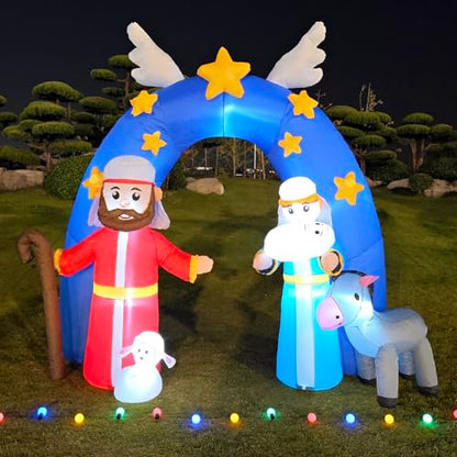 9.2FT Christmas Inflatable Nativity Scene Archway with LED Lights - Large Outdoor Yard Decoration - Variation of This Listing
