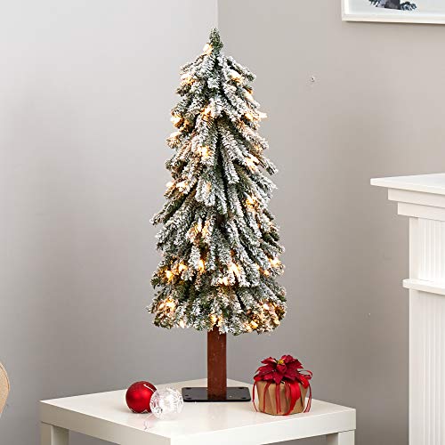 3ft Artificial Christmas Tree with Flocked Branches & Clear Lights