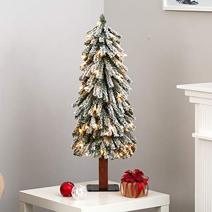 3ft Artificial Christmas Tree with Flocked Branches & Clear Lights