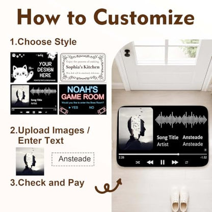 Personalized Music Rug - Custom Photo Non Slip Floor Mat with Music Design