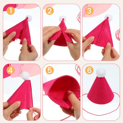 6 Pack Pink Mini Party Hats for Stuffed Animals & Small Pets