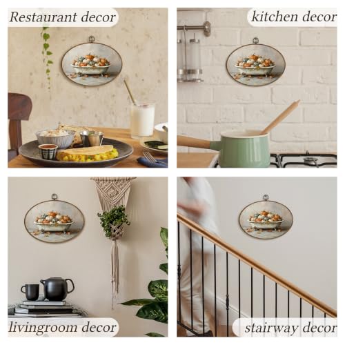 Fall Pumpkin Wall Art Decor - Oval Bathroom Frame, 11.4x8.6 Inch, Thanksgiving