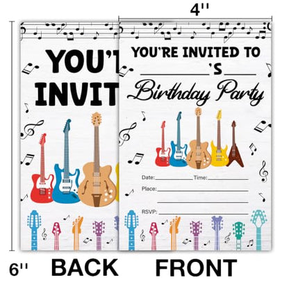 Guitar Birthday Party Invitations with Envelopes Set of 20 YO13 Variation