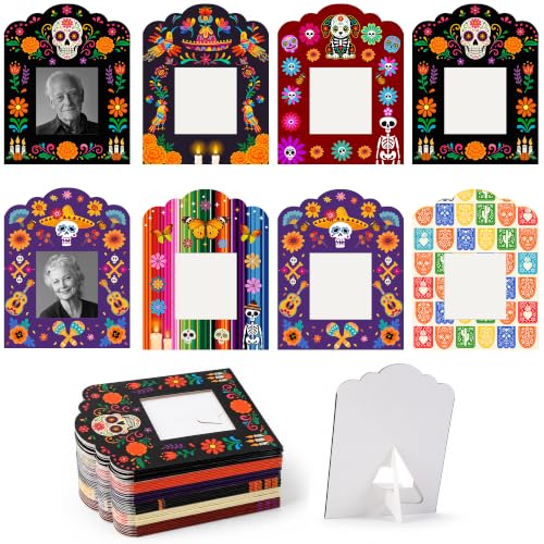 36 Dia De Los Muertos Photo Frames Set - Traditional Sugar Skull Decorations