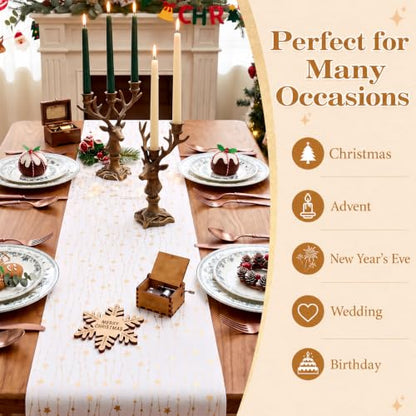 White Advent Table Runner 16ft Ramadan Christmas Party Decor