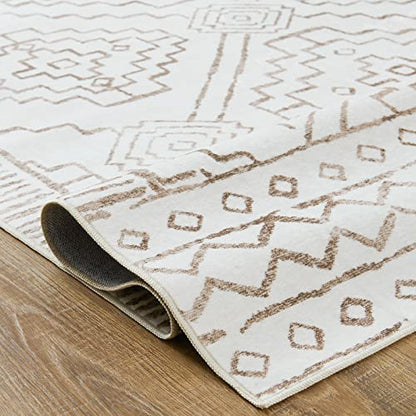 Moroccan Modern Runner Rug 3x8 Taupe Hallway Area Rug Non Slip Support