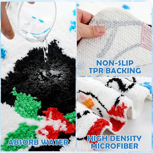 Christmas Snowman Bathroom Rugs Set - 20x47 & 16x24 Inches, Festive Tufted Decor