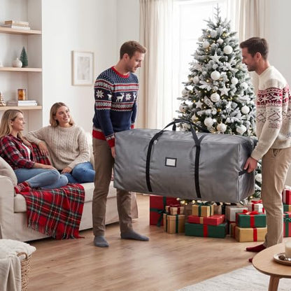AerWo Large Christmas Tree Storage Bag 7.5 Ft Gray Waterproof 600D Oxford