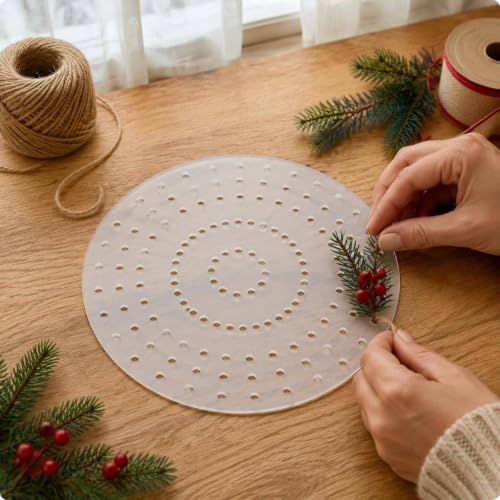 Acrylic Holiday Wreath Base with Perforated Flat Hoop for Decorative Crafts White