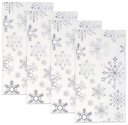 Christmas Snowflake Guest Napkins - Silver Disposable Party Paper Napkins Set of 100