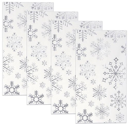 Christmas Snowflake Guest Napkins - Silver Disposable Party Paper Napkins Set of 100