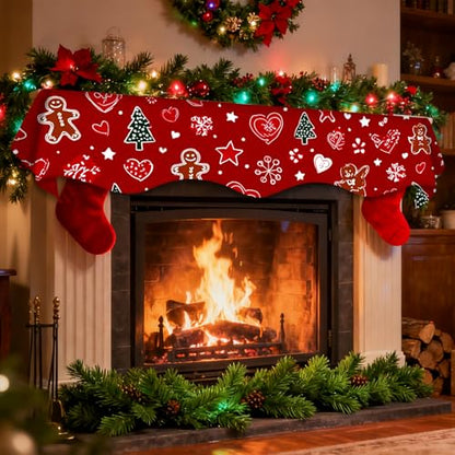 Gingerbread Christmas Mantel Scarf - Nuxovilar 19x79 Inches Holiday Decor CC01202