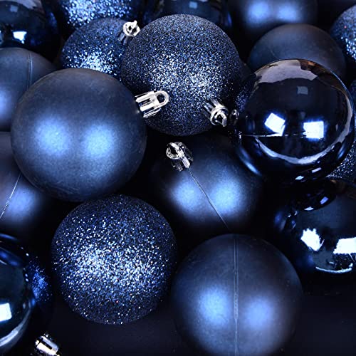 Deep Blue Christmas Ball Ornaments 30pcs 2.36 Inch Shatterproof Holiday Tree Decorations