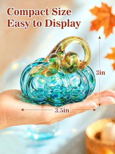 Handmade Glass Pumpkin Decor for Fall Table and Mantel Display - 3.5 Inches