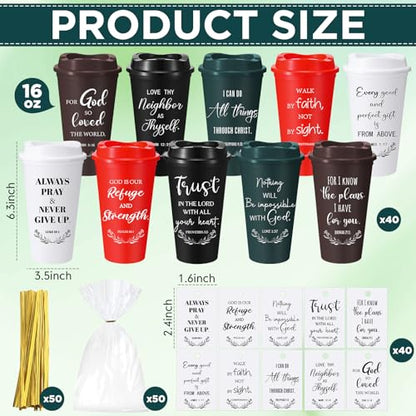 Christian Cups Bulk Set 40, 16 oz Retro Color Drinkware for Church & Gifts - Variation of Retro Color / 40