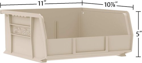 Akro-Mils Plastic Storage Bins - Space-Saving Stackable Organizers for Garage & Pantry | Green, 11" x 11" x 5", 6-Pack