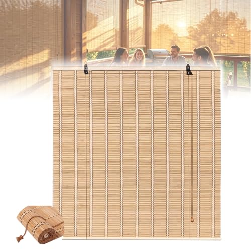 Natural Bamboo Outdoor & Indoor Window Shades - Rustic Roll-Up Blinds