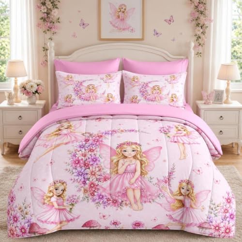 Fairy Princess Twin Comforter Set - WeCozy 5-Piece Bedding with Pillowcases & Sheets