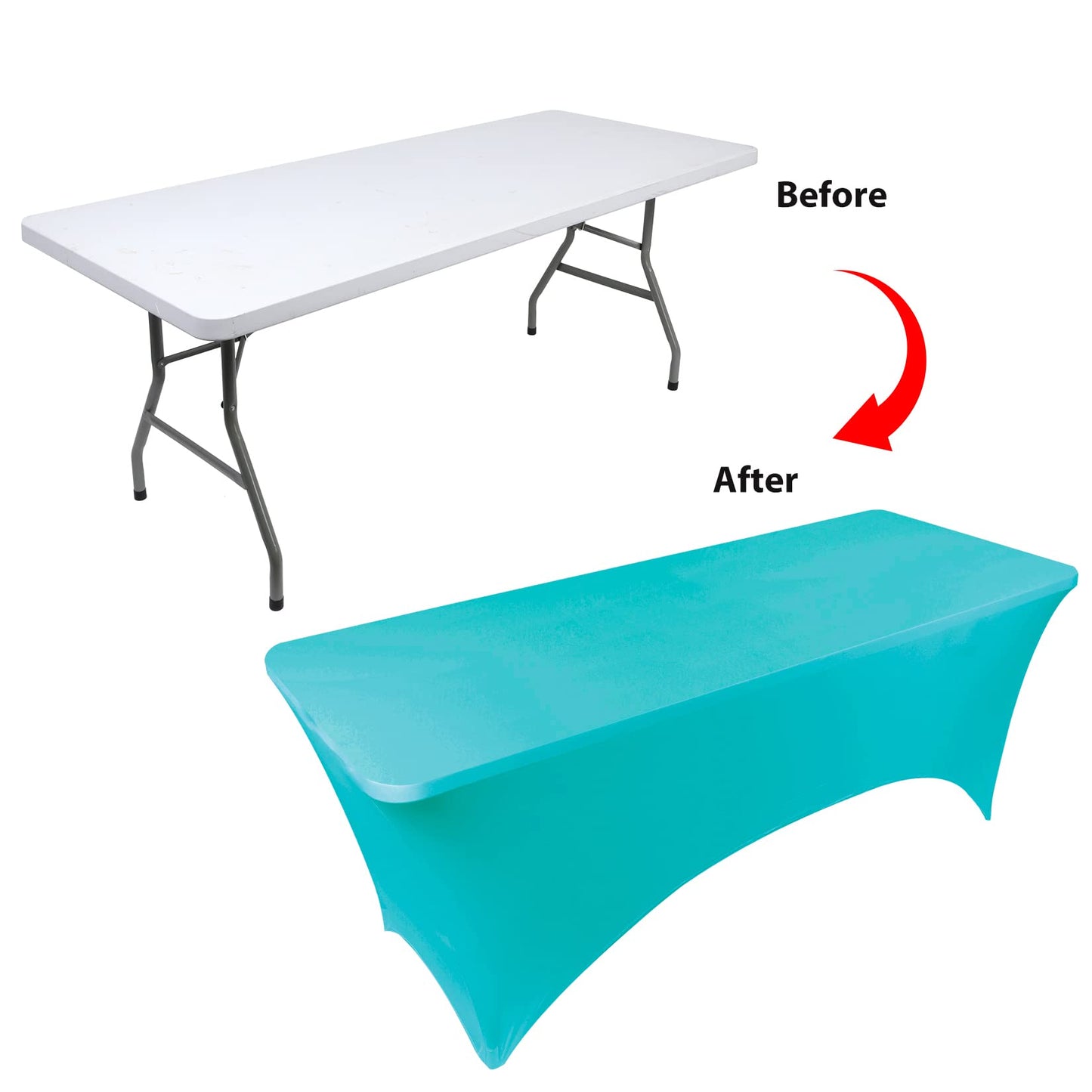 BDDC Table Covers for 4 Foot Tables, Spandex Table Covers 4ft, Turquoise Table Cloths Rectangle 4ft for Events, Wedding, Banquets & Parties