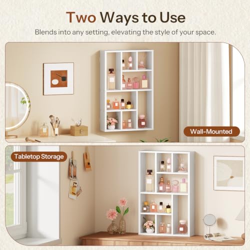 Wall Mount Display Shelf for Perfumes and Collectibles - White