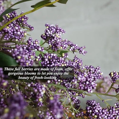 Artificial Berry Stems for Vase - 2 Pack, Fall Decor, Realistic Faux Flowers