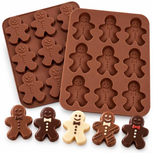 Food-Grade Silicone Gingerbread Man Mold for Holiday Baking - Non-Stick, 9 Cavities