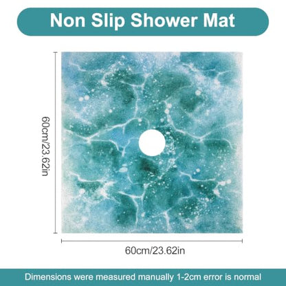 Non Slip Shower Mat 24x24 Inch Loofah Bath Rug - Square, Durable & Fast Draining