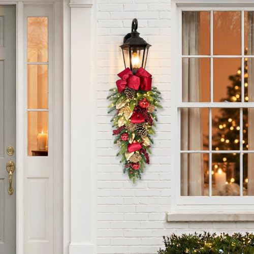 Pre-Lit Christmas Swag with Decorated Greenery and Warm White LED Lights - 28 inch