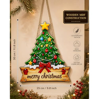 Christmas Decor Wooden Welcome Sign - White, Festive Holiday Home Accent