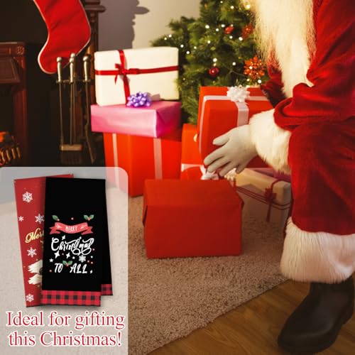 Christmas Black Santa Kitchen Towels Set of 2 - Santa Angel Casual Variation