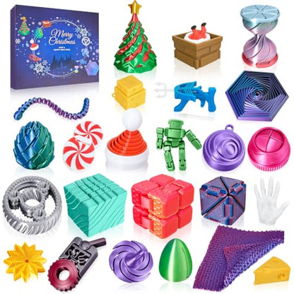24pcs Fidget Toys Advent Calendar - Stress Relief Spiral Cone & Pyramid Set