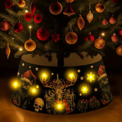LED Christmas Tree Collar with Spooky Black Ring for Holiday Decor
