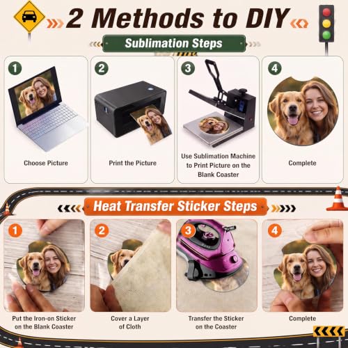 Sublimation Car Coaster Set - White 2.76 Inch Blank Coasters Pack for Customization