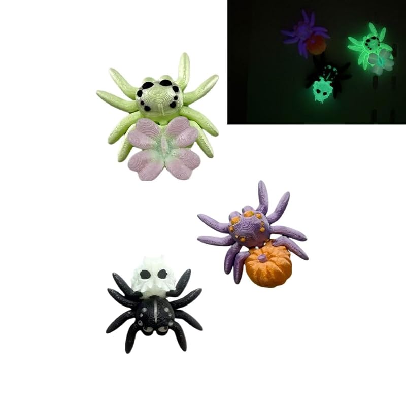 Luminous Spider 3D Printed Magnets - Glow in the Dark Articulated Desk Toy (Variation: Luminous Spider)