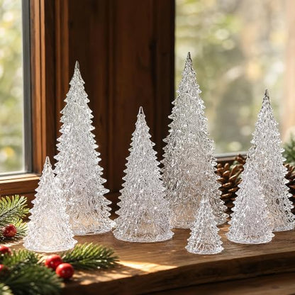 8 Pcs Clear Acrylic Christmas Tree Set - Tabletop Holiday Decor