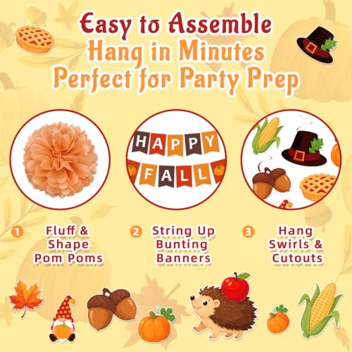 Fall Party Decorations Set for Thanksgiving Harvest - Actilize, 23-Piece Fall Theme