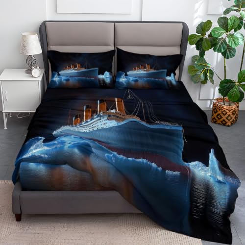Dark Twin Sheet Set - 4 Piece Ocean Themed Bed Linen with Deep Pocket Fit